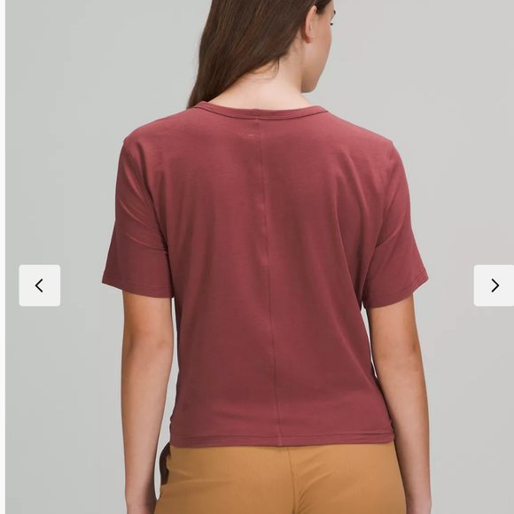 Lululemon Crescent T-Shirt SILVER BLUE GREEN PIMA Cotton Size 8 Knot - Picture 7 of 7